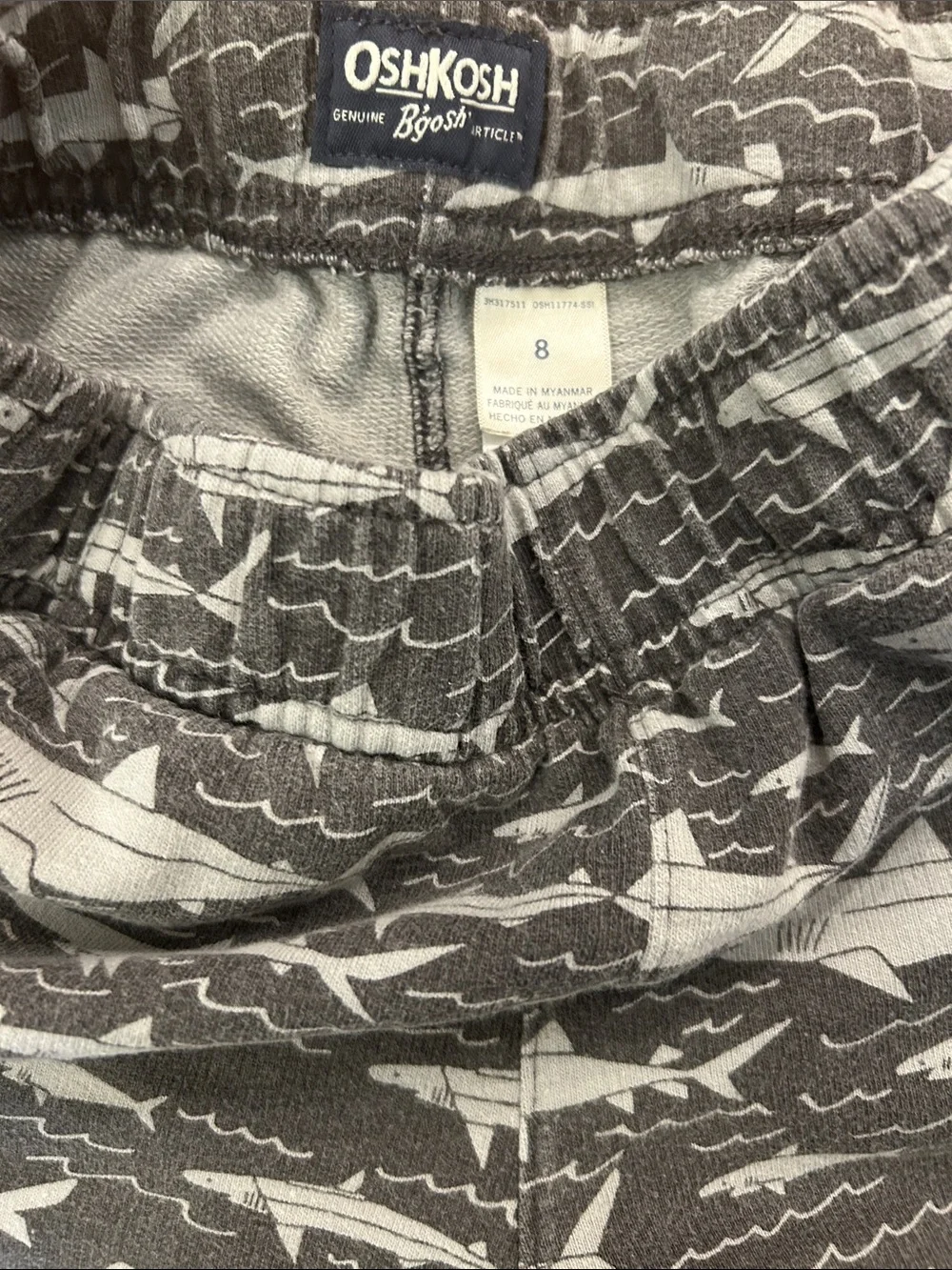 OshKosh B'gosh Gray & Light Gray Shark-Print Shorts